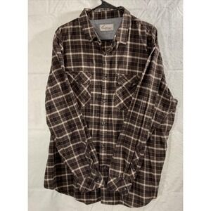 California Shirt Mens 2XL Brown Plaid Flannel Long Sleeve Button Up Pockets